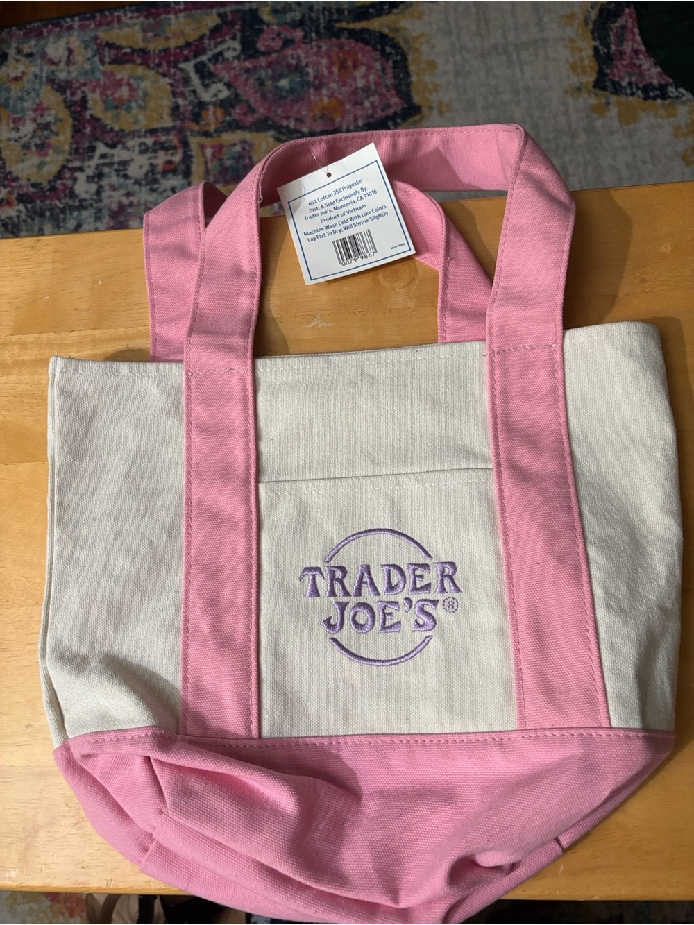 Trader Joe’s Mini Pink Pastel Canvas Tote Bag